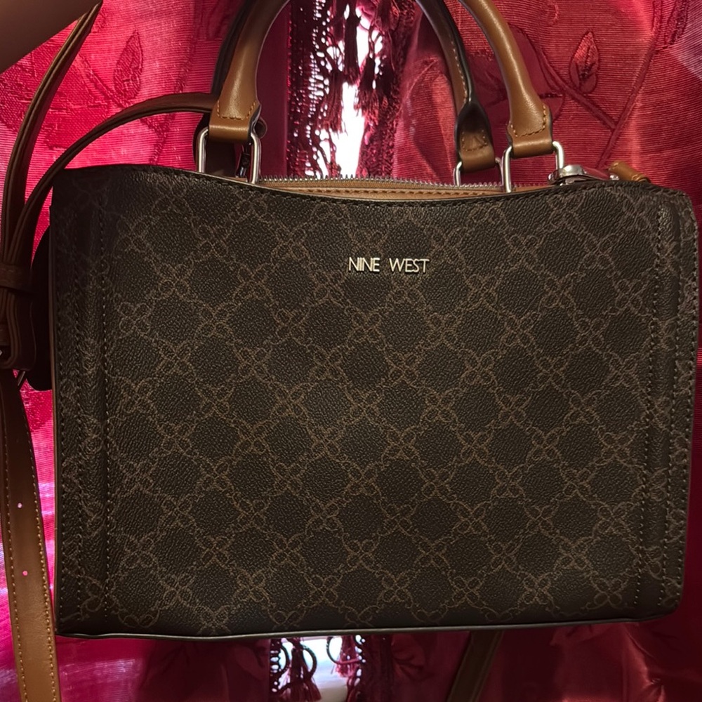 Nine West Brown Handbag with Tan Handles